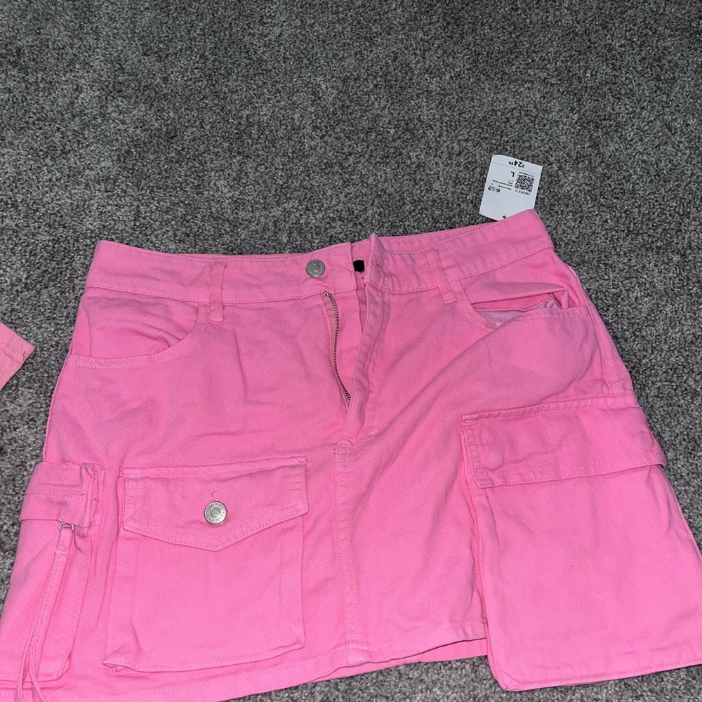 Pink Cargo Mini Skirt
